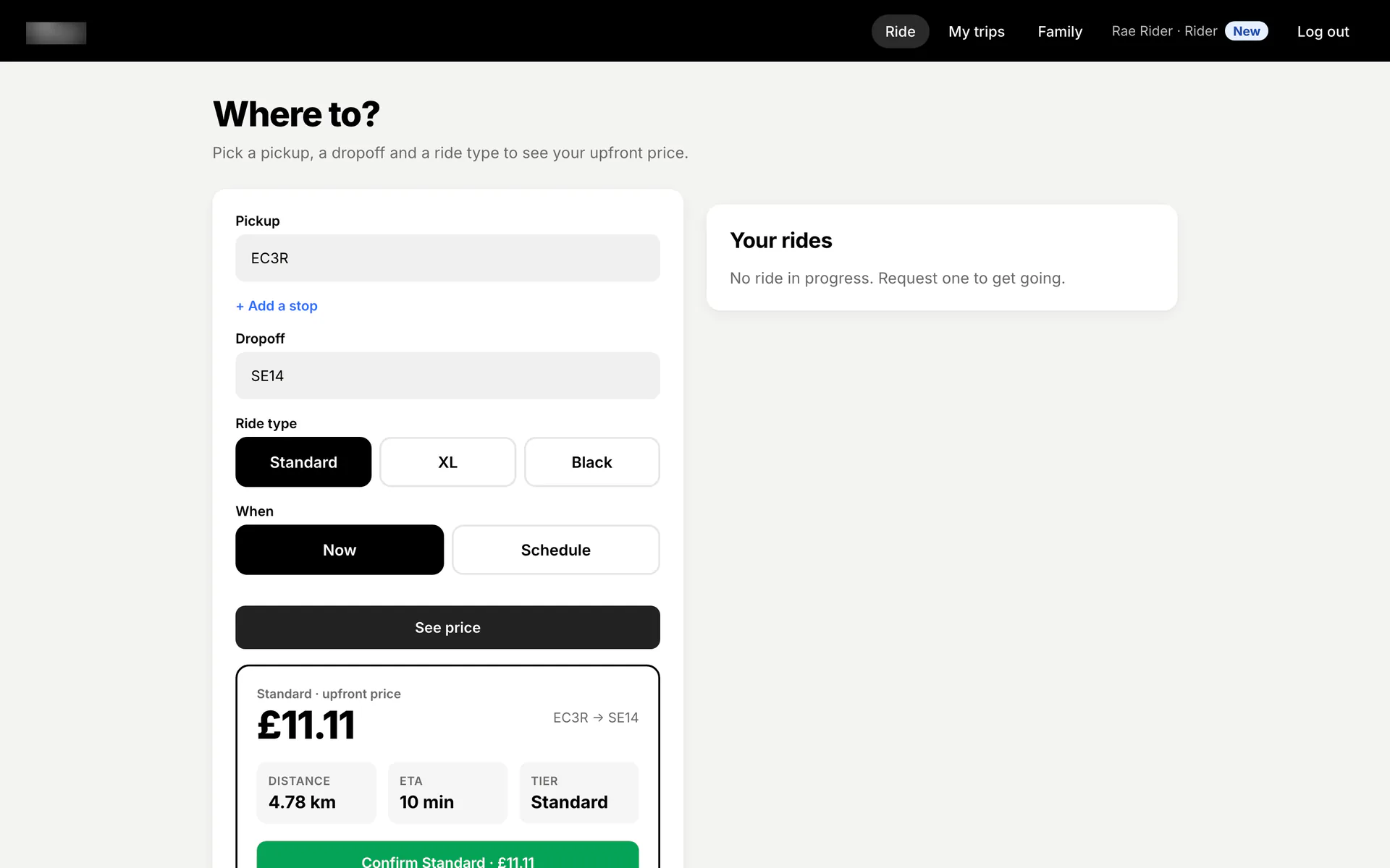 Opus 5.5, ride-hailing service build 1