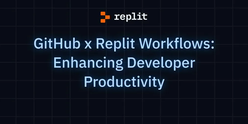 Cover artwork for the article “GitHub x Replit Workflows: Enhancing Developer Productivity”.