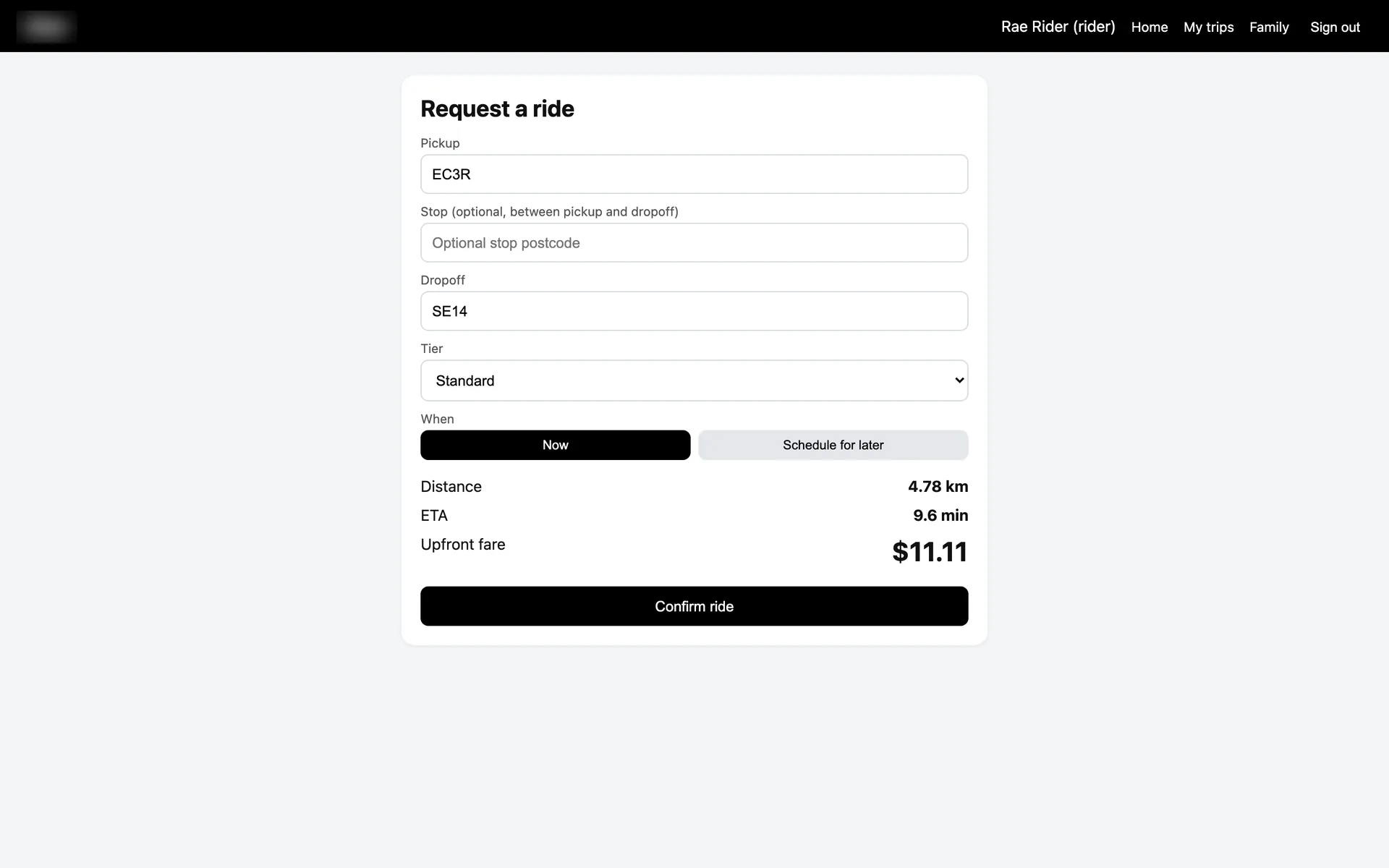 Sonnet 5.5, ride-hailing service build 1