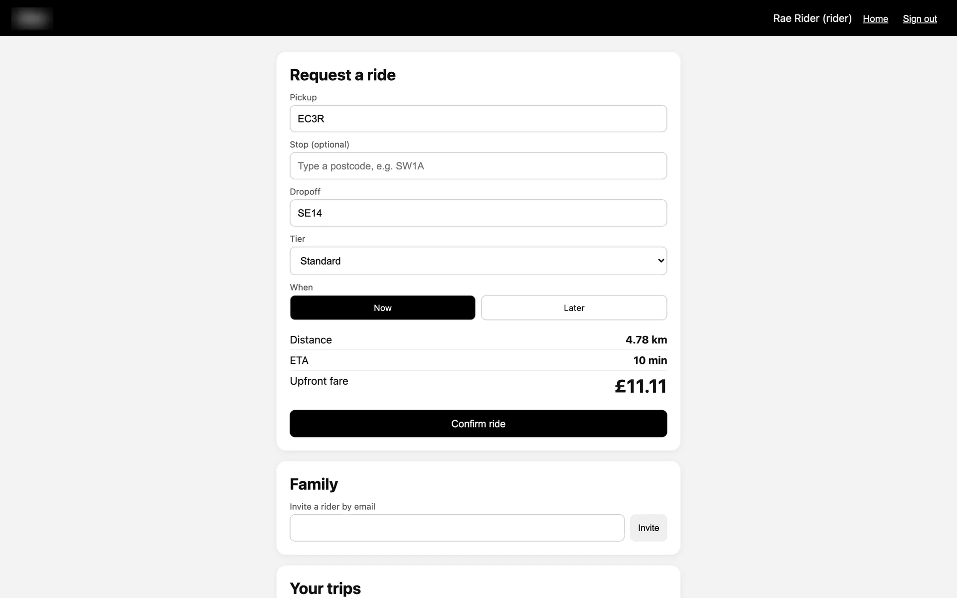 Sonnet 5.5, ride-hailing service build 4
