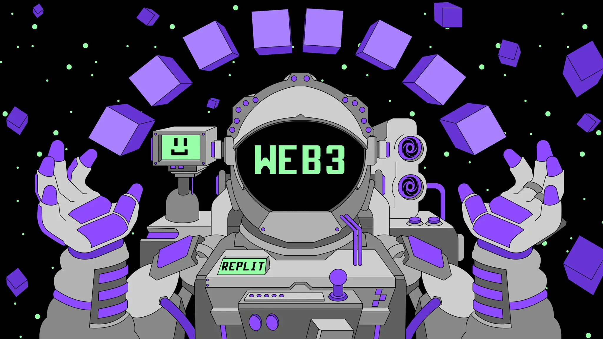 Cover artwork for the article “Solidity on Replit: Diving into Web3”.