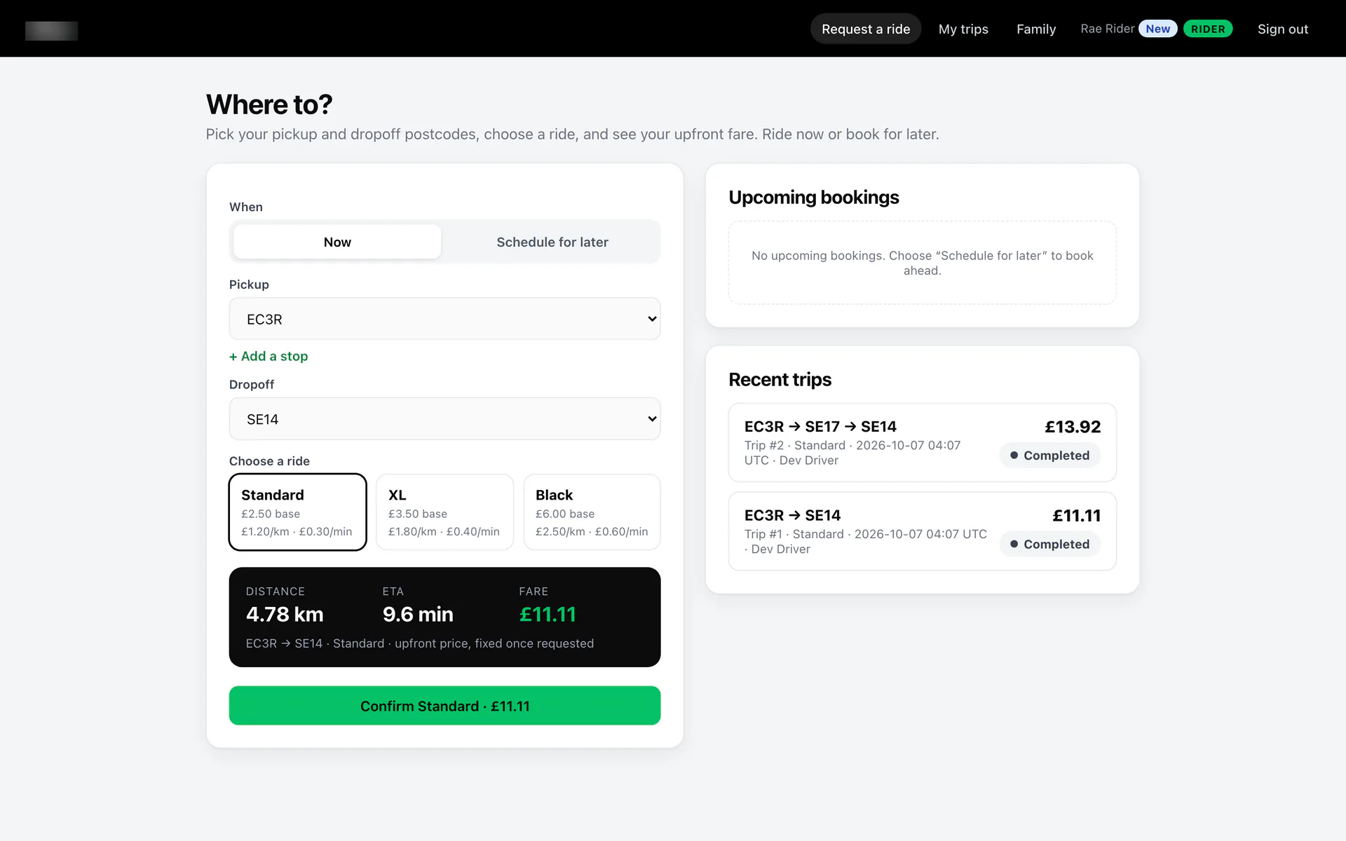 Opus 5.5, ride-hailing service build 2