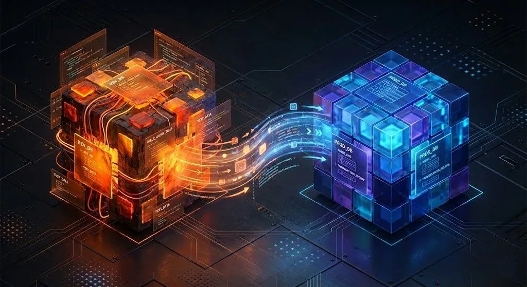 Cover artwork for the article “Building Production-ready Apps with Automated Database Migrations on Replit”.