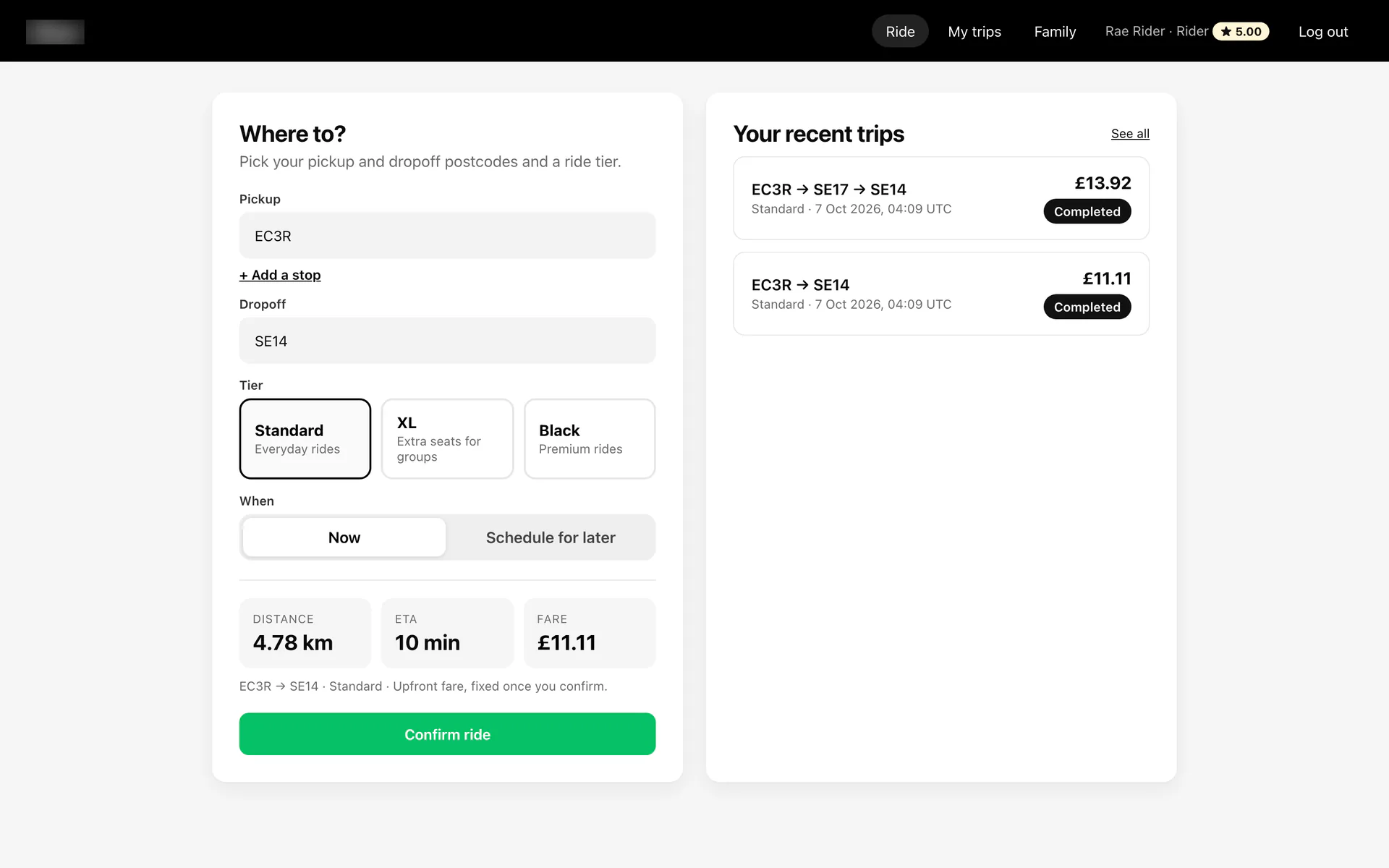 Opus 5.5, ride-hailing service build 3